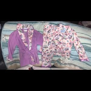 3 Piece Flannel Owl Pjs & Robe Set Size 3T